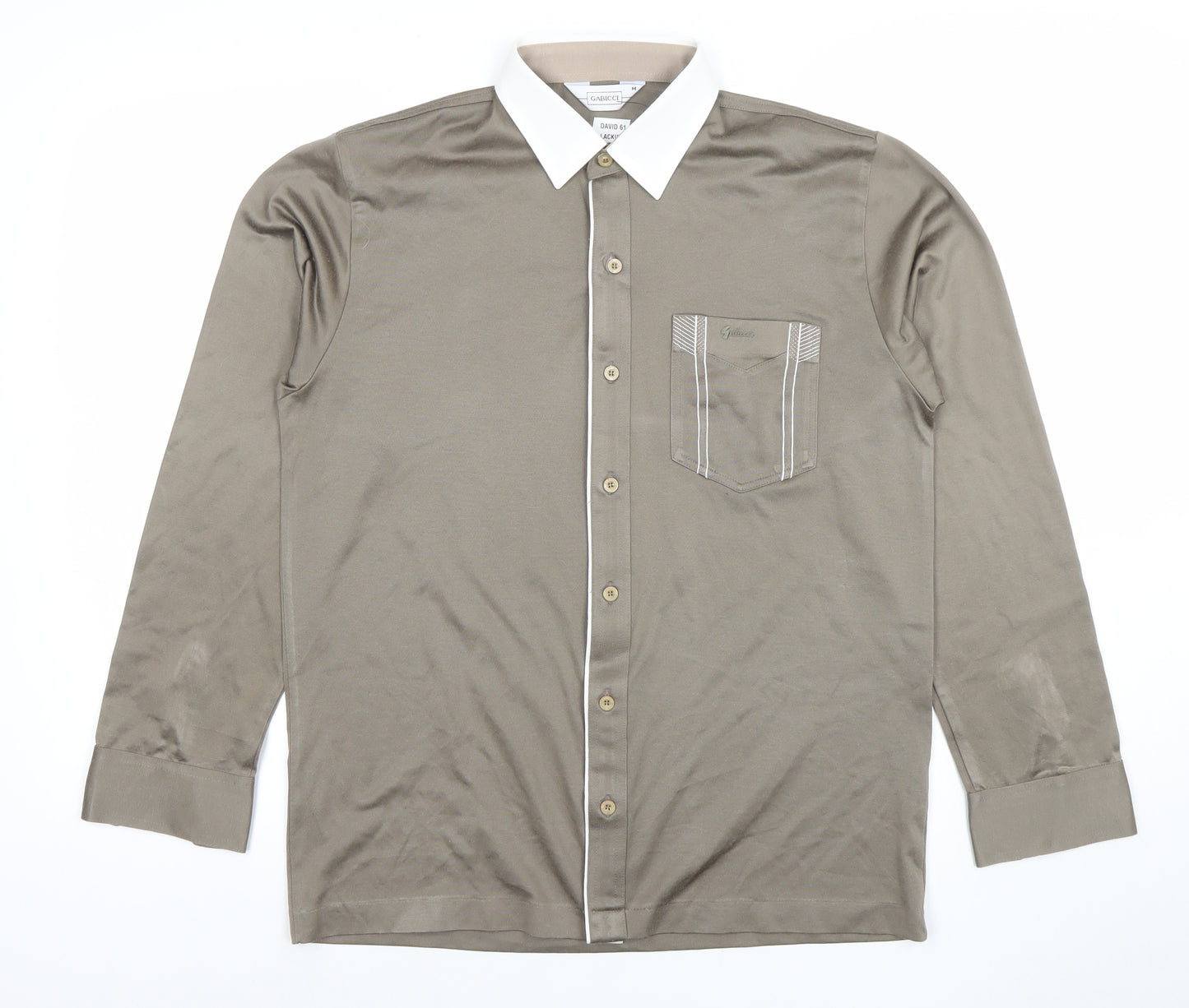 Gabicci Men’s Brown Long Sleeve Button-Up Shirt M Classic Style