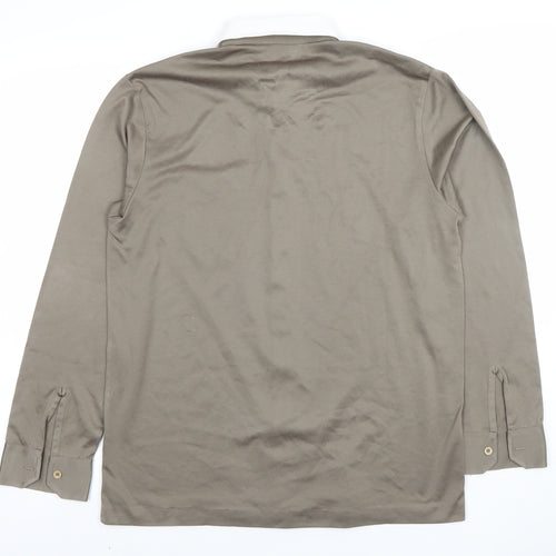 Gabicci Men’s Brown Long Sleeve Button-Up Shirt M Classic Style