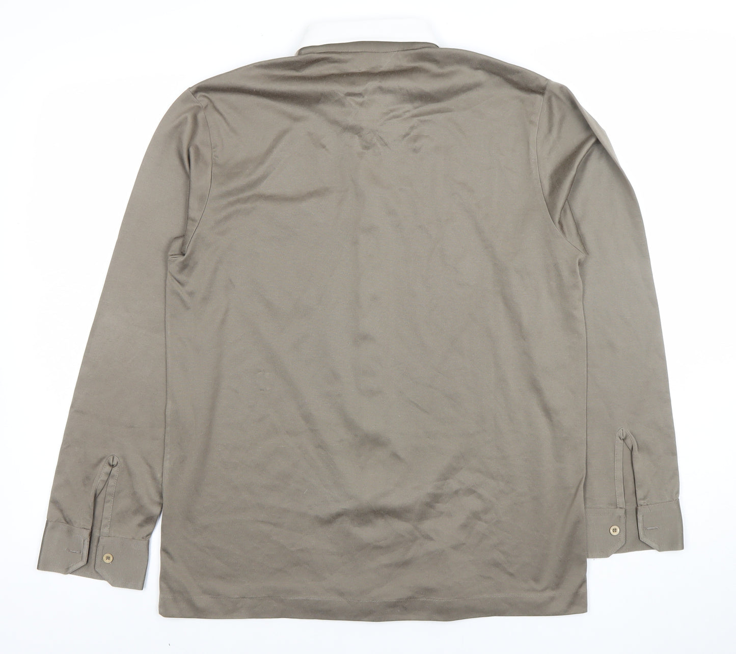 Gabicci Men’s Brown Long Sleeve Button-Up Shirt M Classic Style