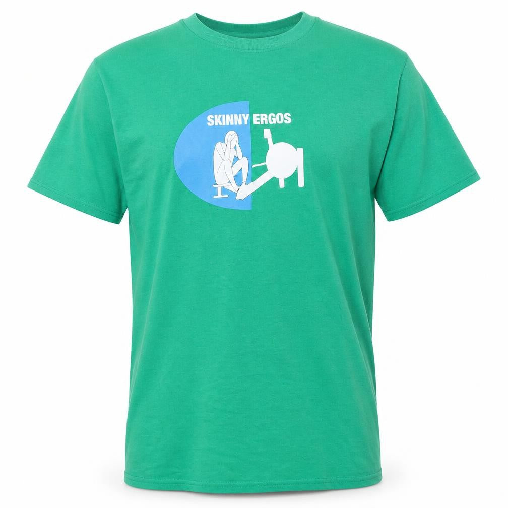 Gildan Men's Green Medium Graphic T-Shirt Skinny Ergos Sports Tee