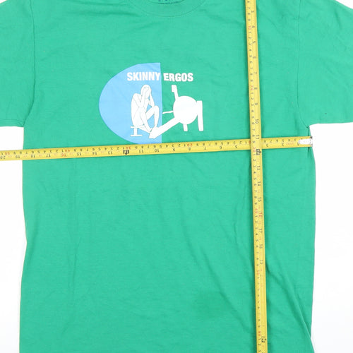 Gildan Men's Green Medium Graphic T-Shirt Skinny Ergos Sports Tee