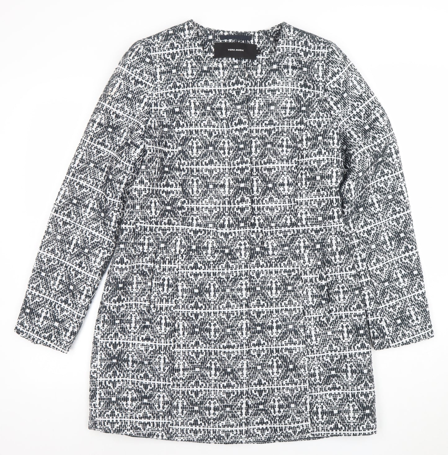 Vero Moda Women Black Geometric Shift Dress Size M Long Sleeve