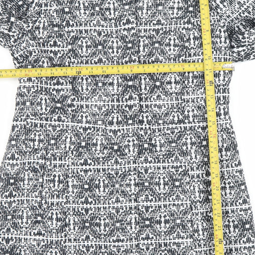 Vero Moda Women Black Geometric Shift Dress Size M Long Sleeve