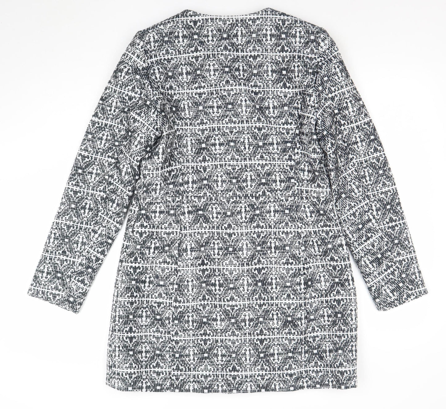 Vero Moda Women Black Geometric Shift Dress Size M Long Sleeve