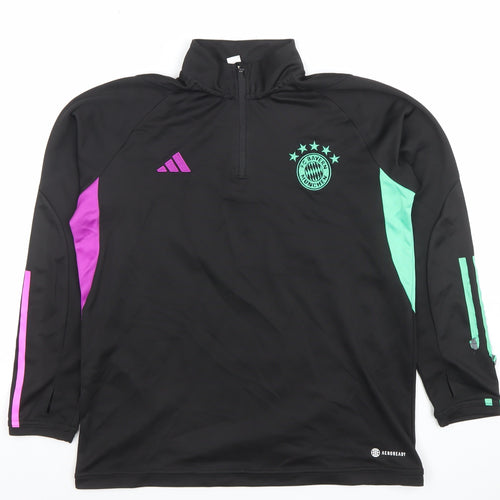 Adidas Boys Black 1/4 Zip FC Bayern Munich Football Top Size 18 Years