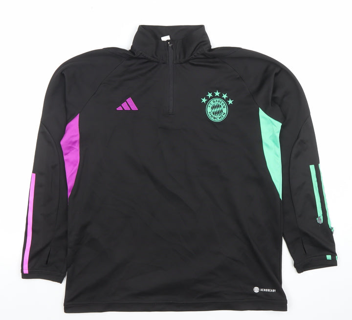 Adidas Boys Black 1/4 Zip FC Bayern Munich Football Top Size 18 Years