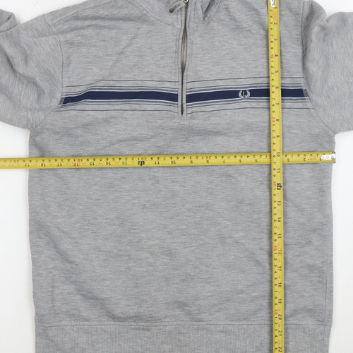 Lincoln Men’s Grey 1/4 Zip Striped Sweatshirt Size S