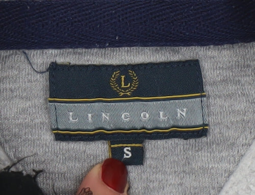 Lincoln Men’s Grey 1/4 Zip Striped Sweatshirt Size S