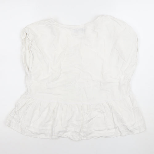 Next Women’s White Linen Blend Button Tunic Blouse Size 12
