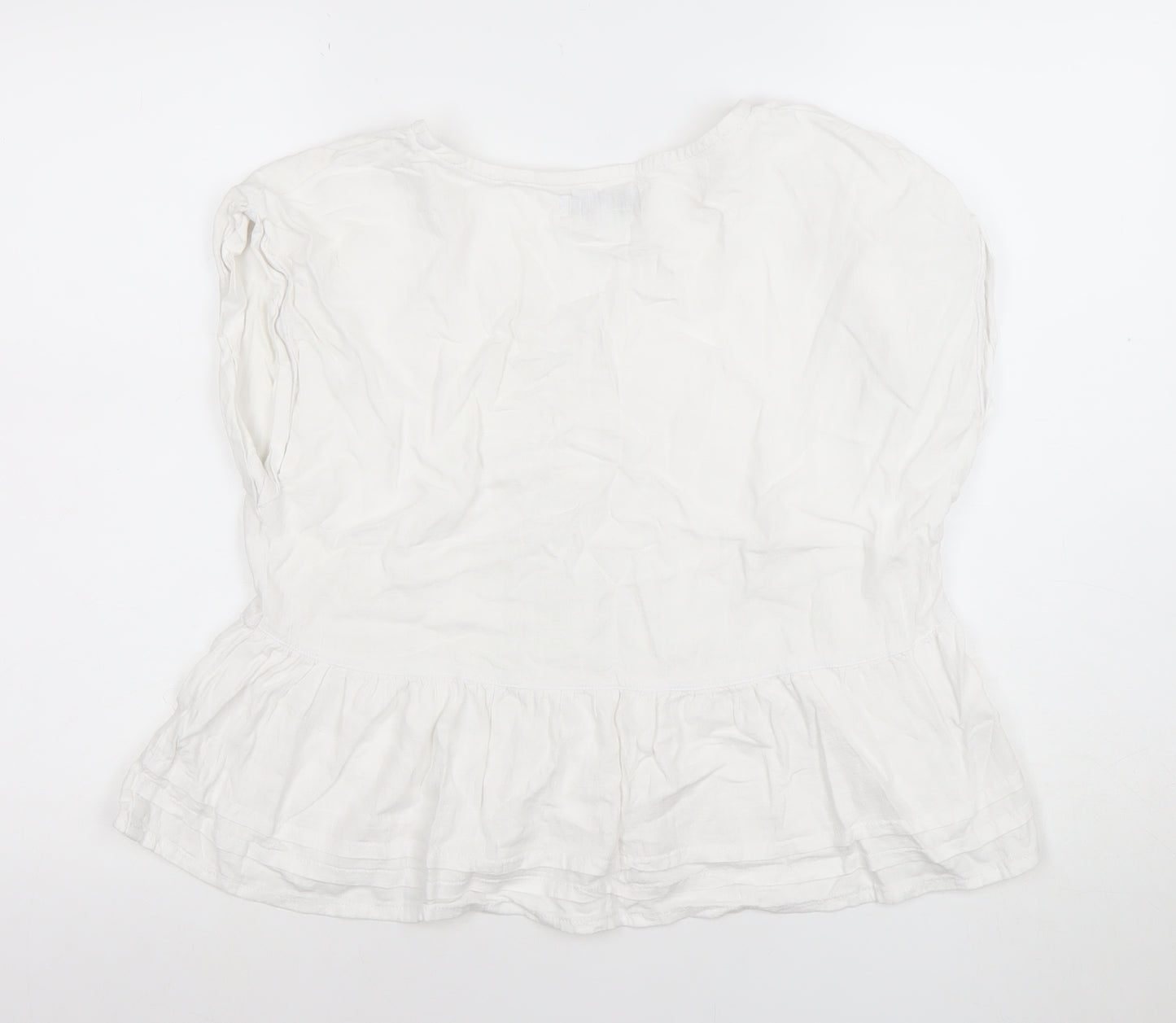 Next Women’s White Linen Blend Button Tunic Blouse Size 12