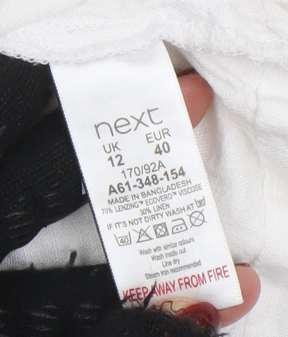 Next Women’s White Linen Blend Button Tunic Blouse Size 12