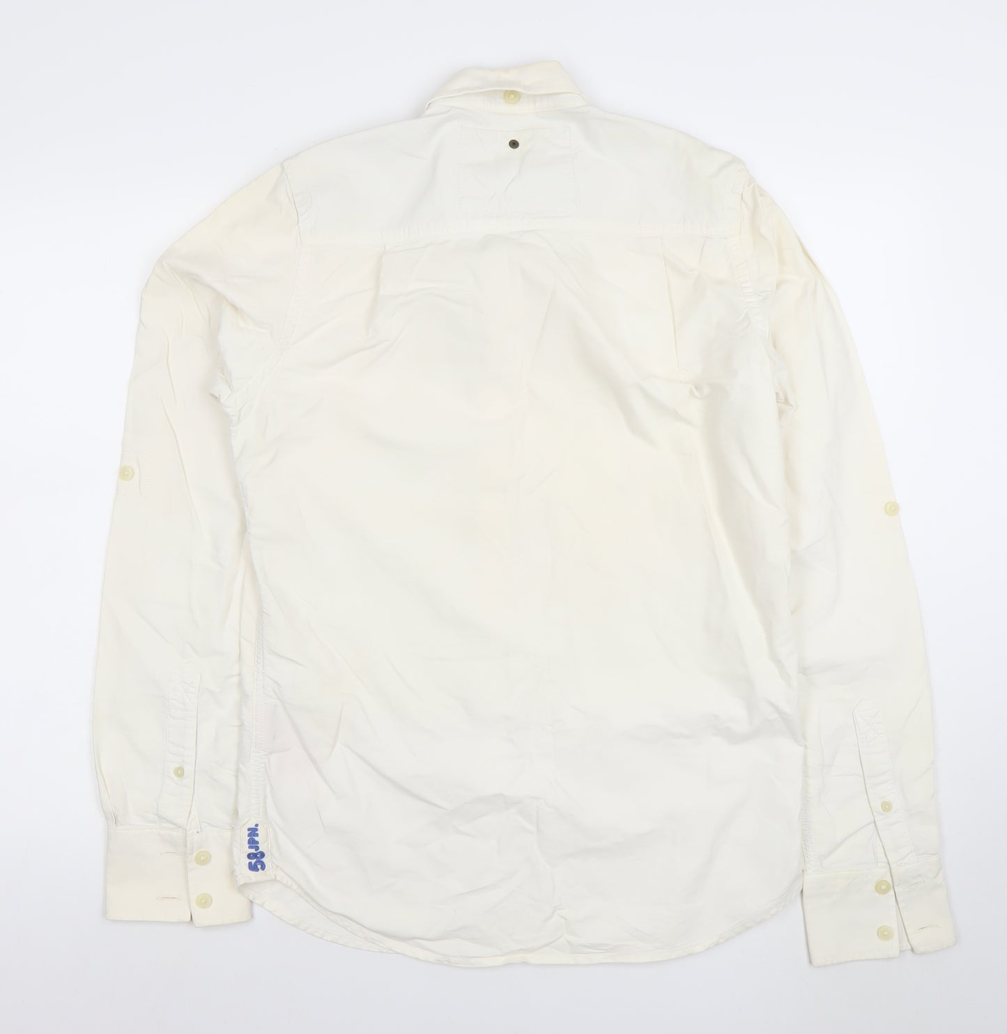 Superdry Mens Ivory Cotton Long Sleeve Button Down Shirt M