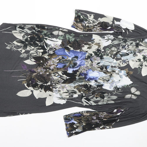 Phase Eight Women’s Black Floral Jersey Shift Dress Size 14