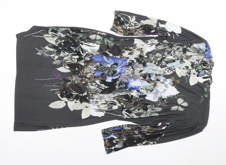 Phase Eight Women’s Black Floral Jersey Shift Dress Size 14