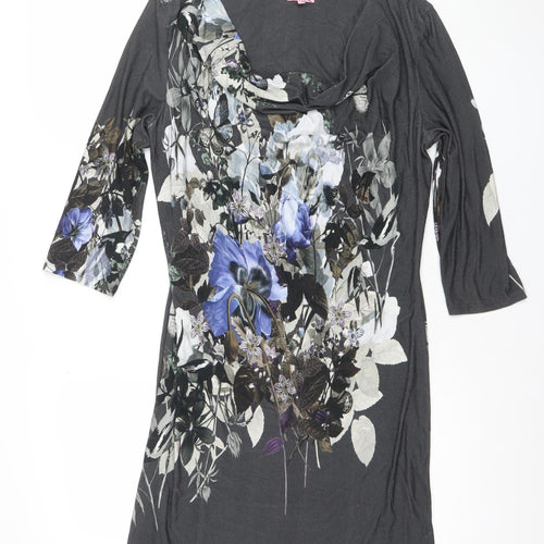 Phase Eight Women’s Black Floral Jersey Shift Dress Size 14