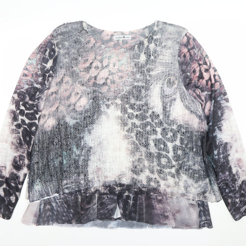 Voulez Vous Womens Multicoloured Animal Print Sequin Tunic Blouse Size 18