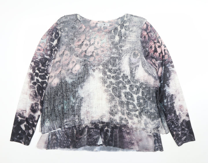 Voulez Vous Womens Multicoloured Animal Print Sequin Tunic Blouse Size 18