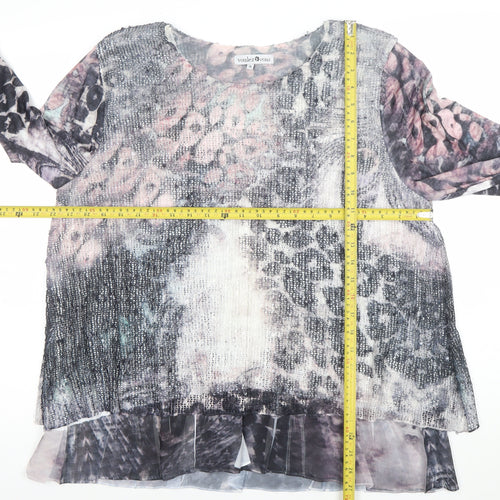 Voulez Vous Womens Multicoloured Animal Print Sequin Tunic Blouse Size 18