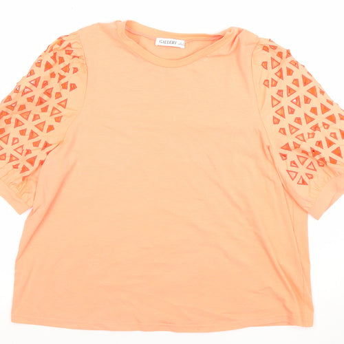 Gallery Women Coral Short Sleeve Cotton Blend Cutout T-Shirt L