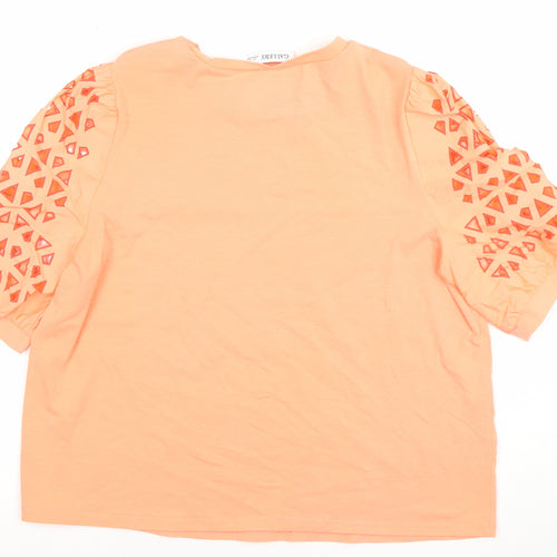 Gallery Women Coral Short Sleeve Cotton Blend Cutout T-Shirt L