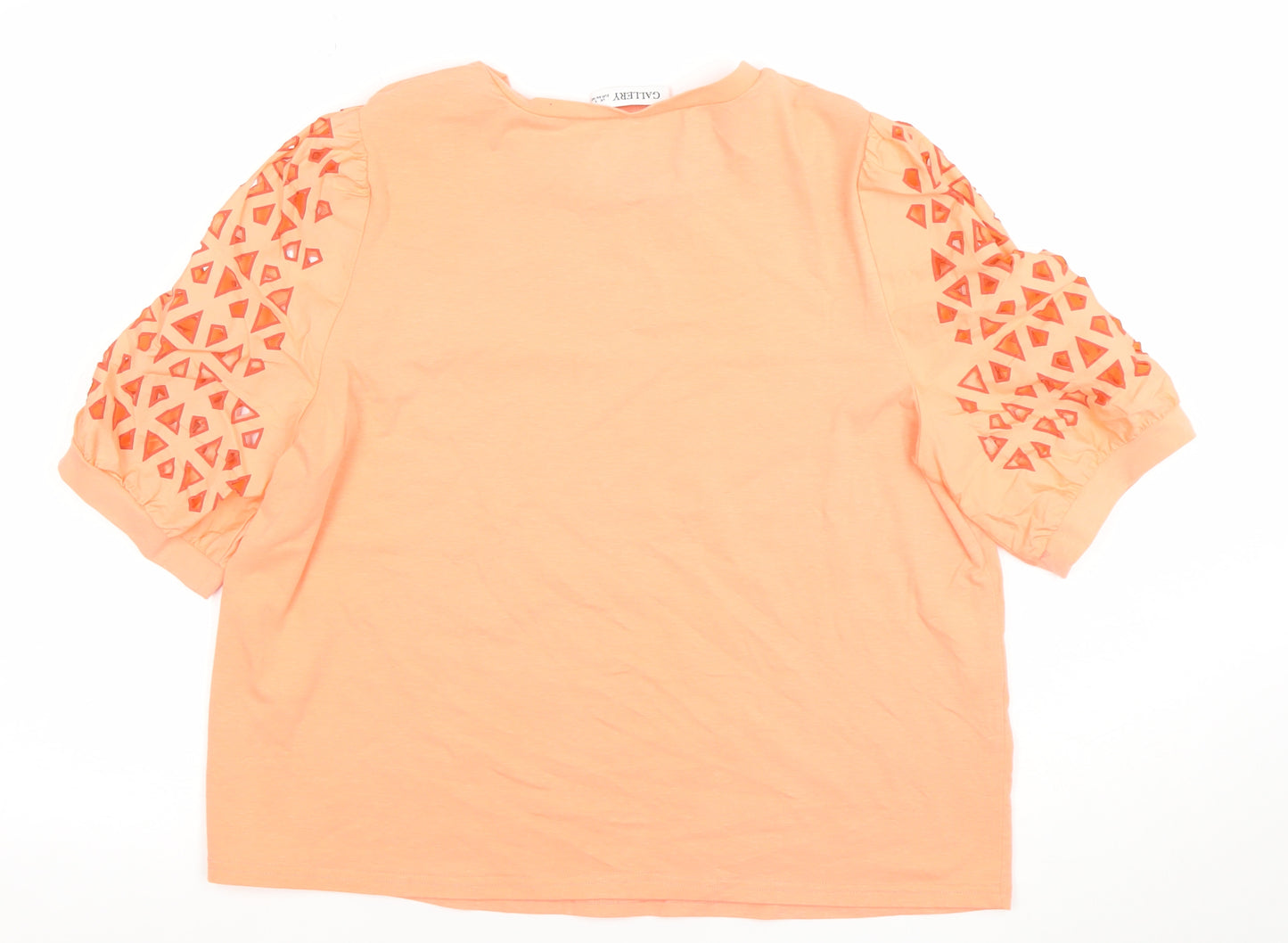 Gallery Women Coral Short Sleeve Cotton Blend Cutout T-Shirt L