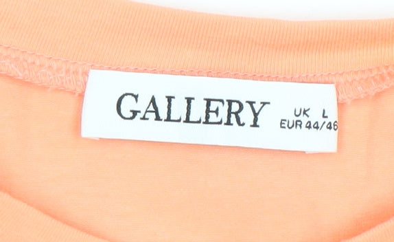 Gallery Women Coral Short Sleeve Cotton Blend Cutout T-Shirt L