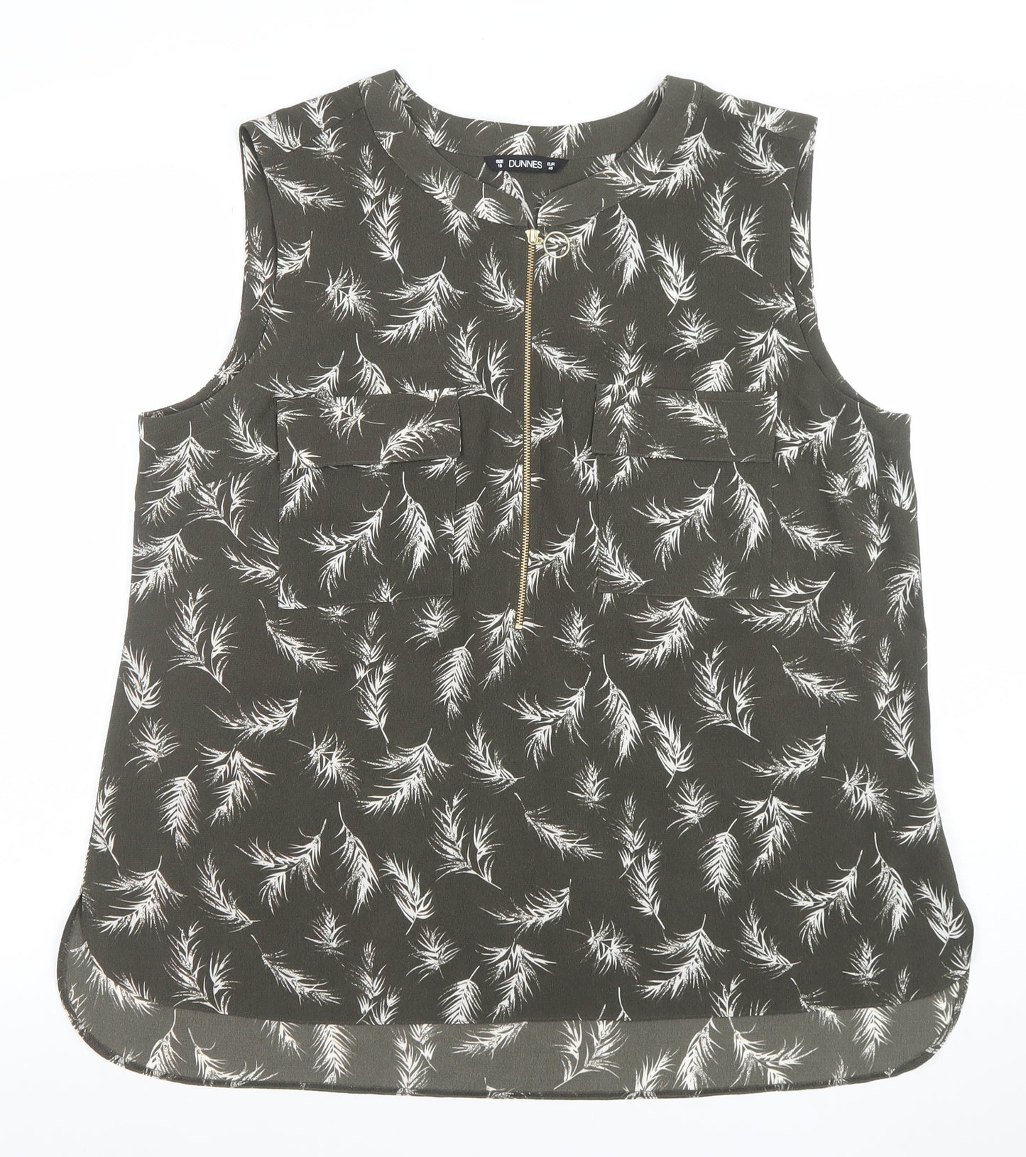 Dunnes Women’s Black Floral Zip Sleeveless Tunic Blouse Size 18