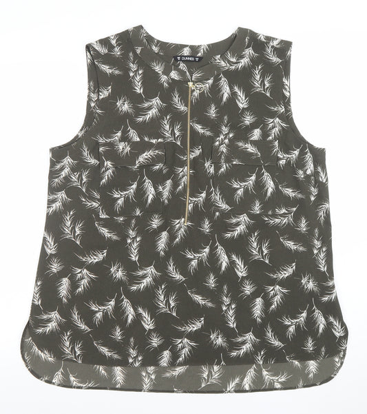Dunnes Women’s Black Floral Zip Sleeveless Tunic Blouse Size 18