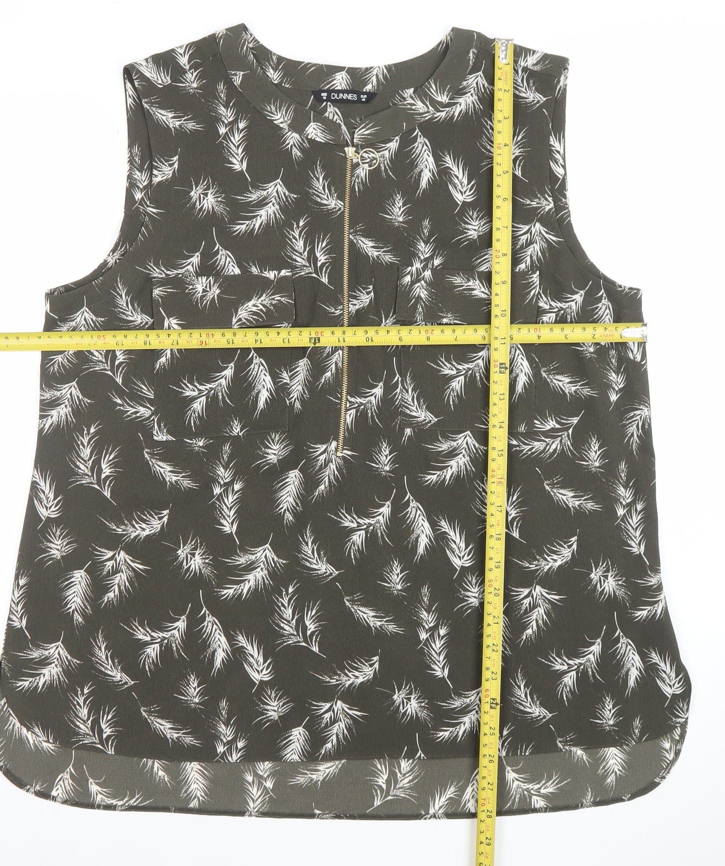 Dunnes Women’s Black Floral Zip Sleeveless Tunic Blouse Size 18