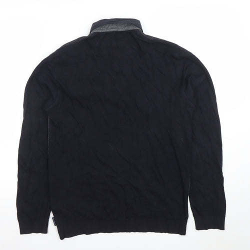 Ted Baker Men’s Black Geometric Long Sleeve Polo Shirt Size M