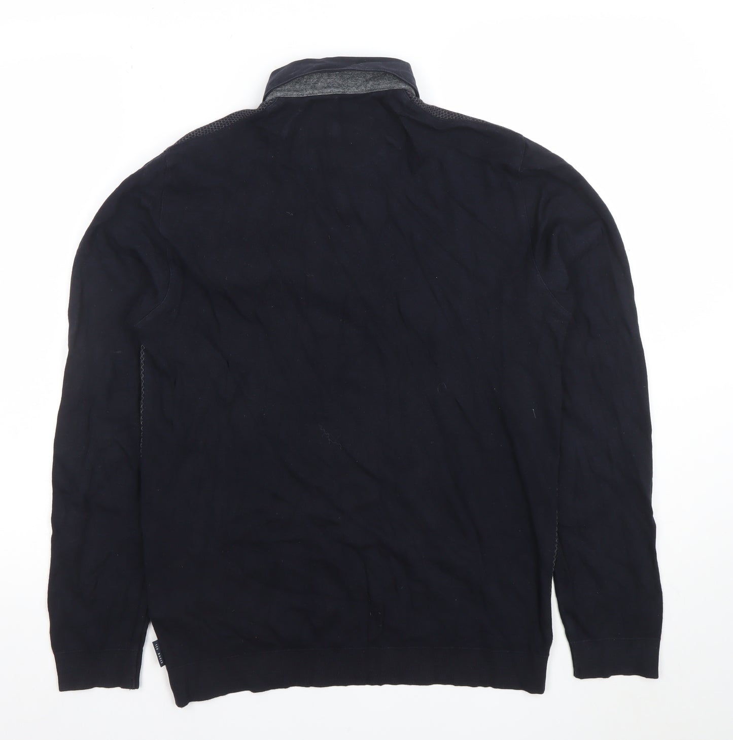 Ted Baker Men’s Black Geometric Long Sleeve Polo Shirt Size M