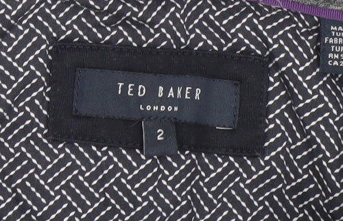 Ted Baker Men’s Black Geometric Long Sleeve Polo Shirt Size M