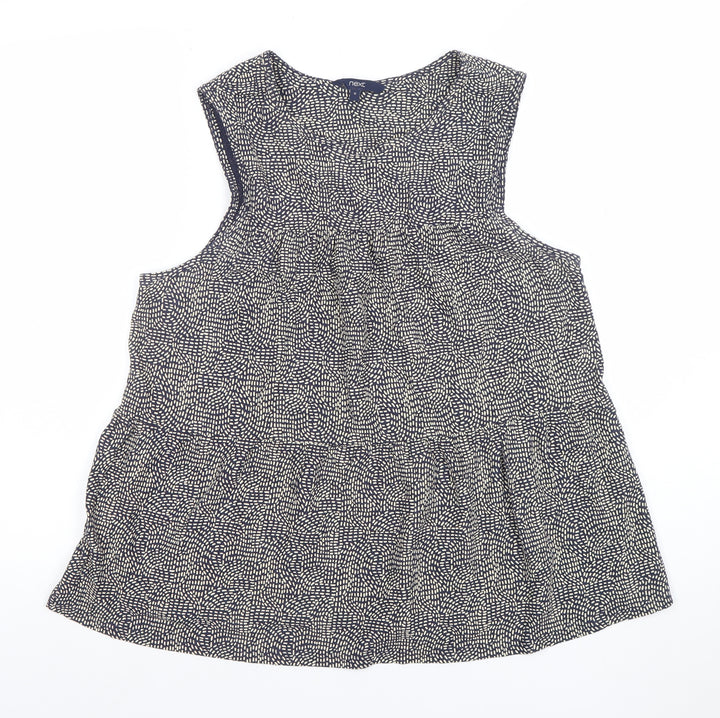 Next Women Blue Geometric Sleeveless Tunic Blouse Size 12