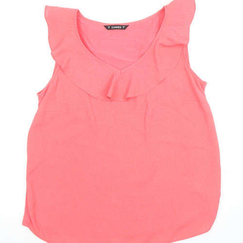 Dunnes Women’s Pink Ruffle Sleeveless Tunic Blouse Size S