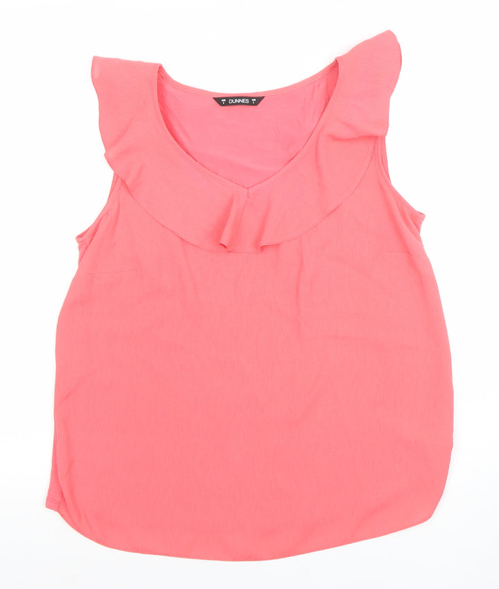Dunnes Women’s Pink Ruffle Sleeveless Tunic Blouse Size S