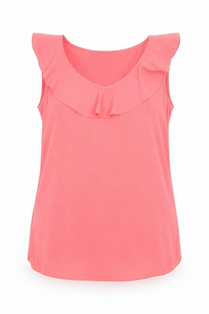 Dunnes Women’s Pink Ruffle Sleeveless Tunic Blouse Size S