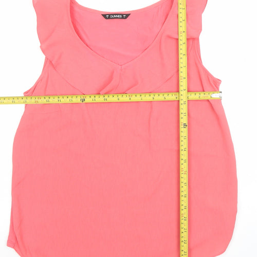 Dunnes Women’s Pink Ruffle Sleeveless Tunic Blouse Size S