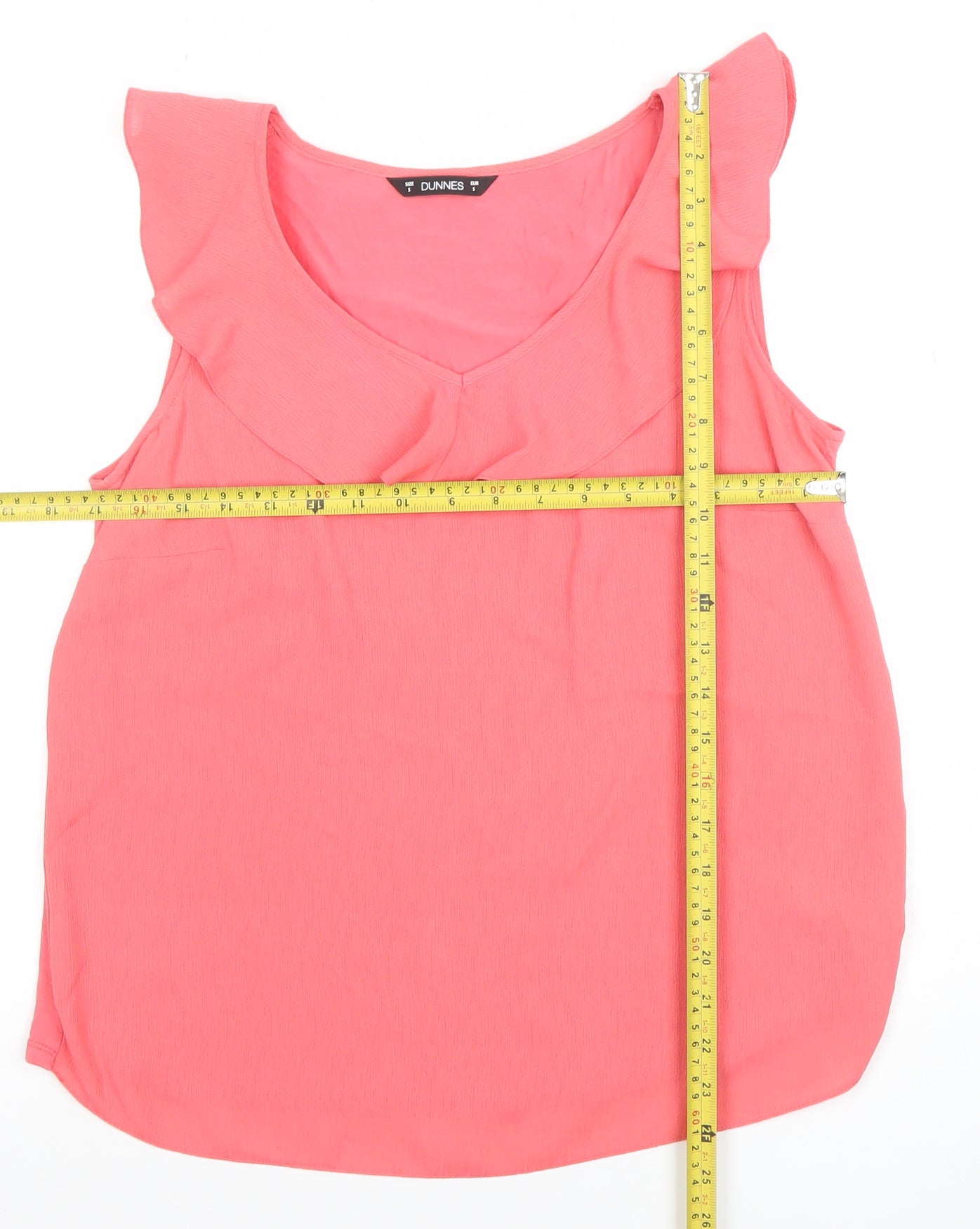 Dunnes Women’s Pink Ruffle Sleeveless Tunic Blouse Size S