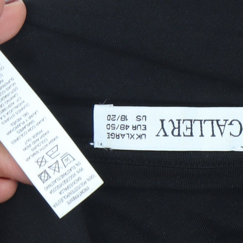 Gallery Womens Black Asymmetrical Short Sleeve Blouse XL