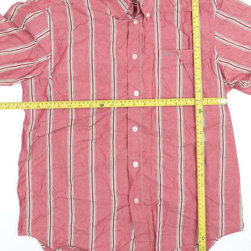 Lerros Men's Red Striped Cotton Long Sleeve Regular Fit Button-Up Shirt L