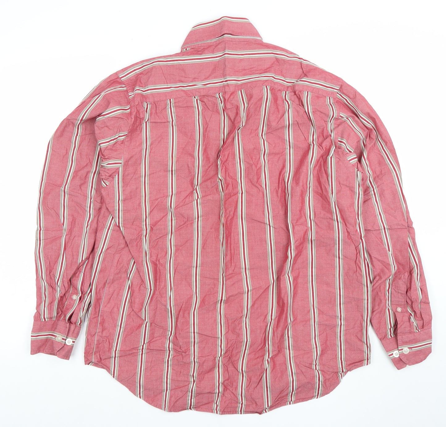 Lerros Men's Red Striped Cotton Long Sleeve Regular Fit Button-Up Shirt L