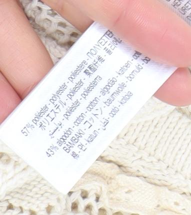 ZARA Women Ivory Knit Short Sleeve Cardigan Size 12