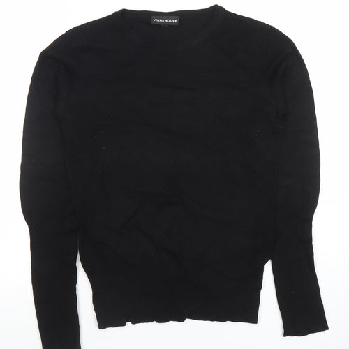 Warehouse Women's Black Crew Neck Long Sleeve Jumper Size 10