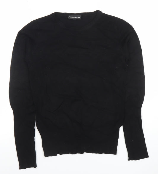 Warehouse Women's Black Crew Neck Long Sleeve Jumper Size 10