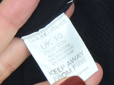 Warehouse Women's Black Crew Neck Long Sleeve Jumper Size 10