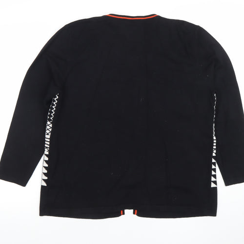 Voulez Vous Womens Black Geometric Open Cardigan L/XL Knit Viscose Blend