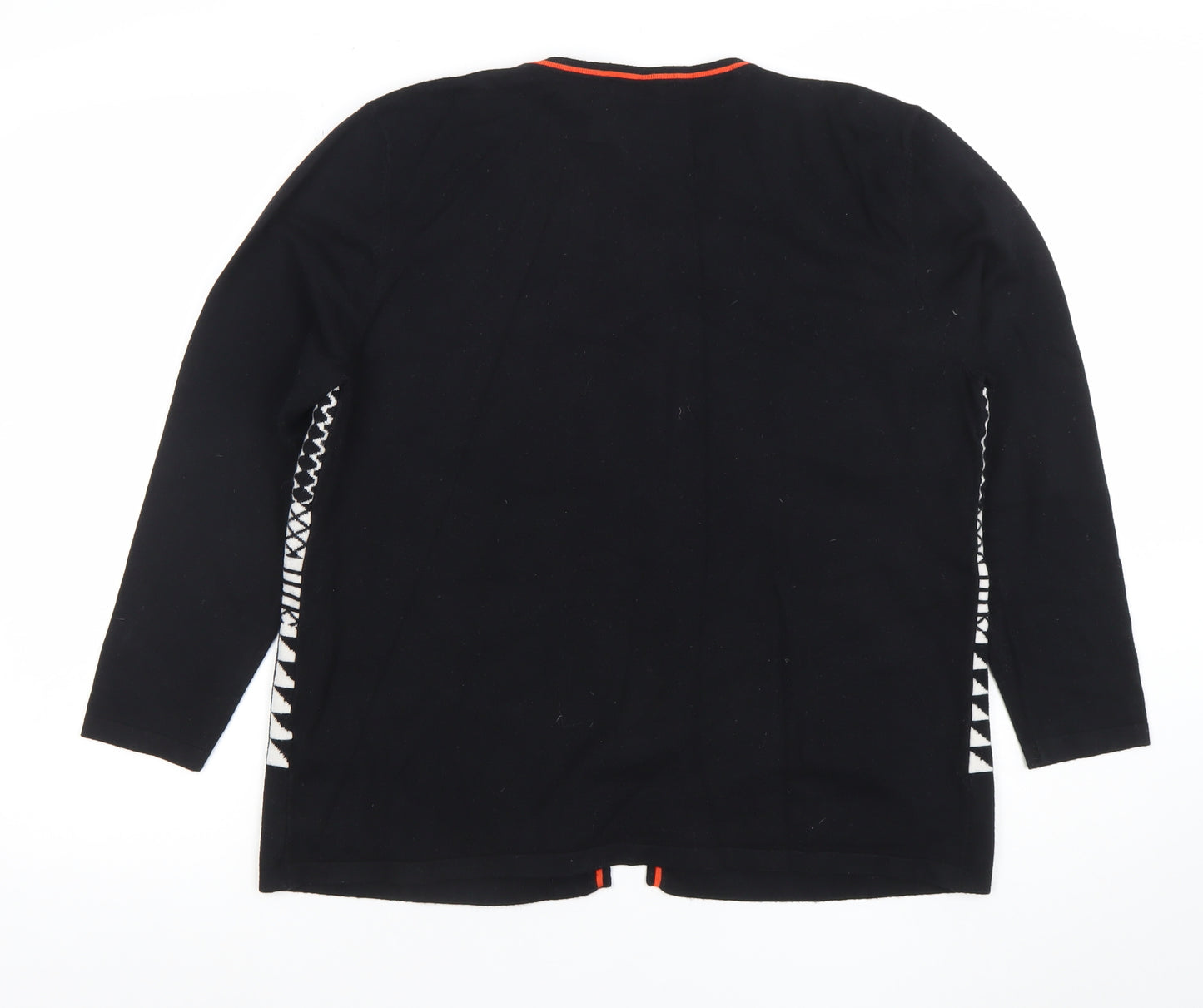 Voulez Vous Womens Black Geometric Open Cardigan L/XL Knit Viscose Blend