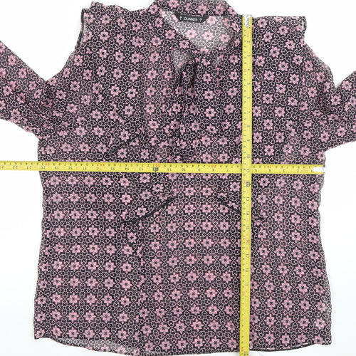 Dunnes Womens Pink Floral Long Sleeve Blouse Size M