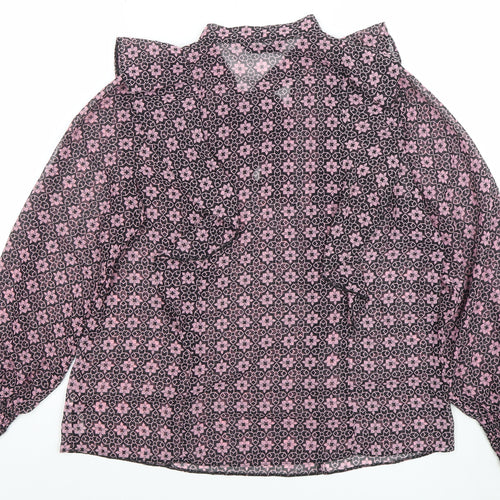 Dunnes Womens Pink Floral Long Sleeve Blouse Size M