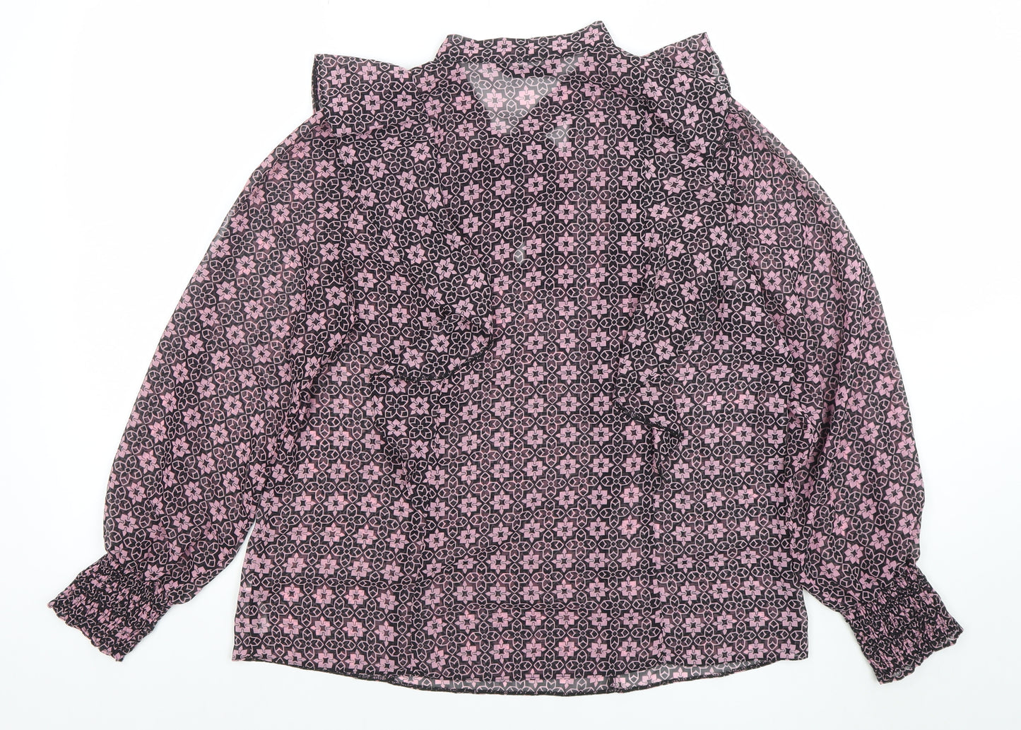 Dunnes Womens Pink Floral Long Sleeve Blouse Size M